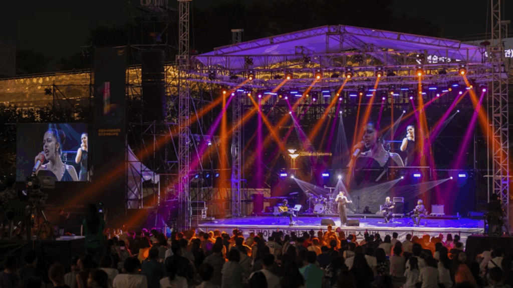 Audio, lighting, and stage equipment rental in Riyadh event.