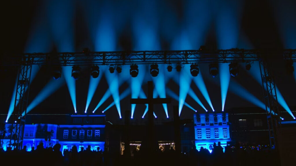 Truss system with concert lighting setup in Riyadh by Riyadh Beats